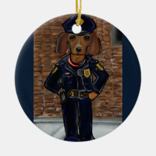 Roter Dachshund Keramik Ornament