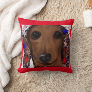 Roter Dachshund Kissen