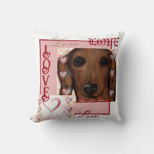 Roter Dachshund Kissen