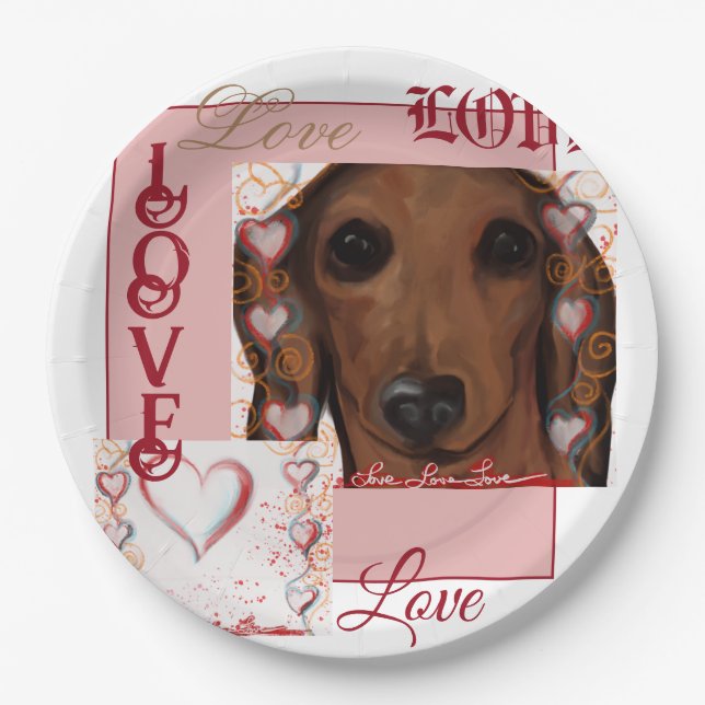 Roter Dachshund      Pappteller (Vorderseite)