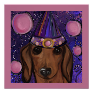 Roter Dachshund Poster