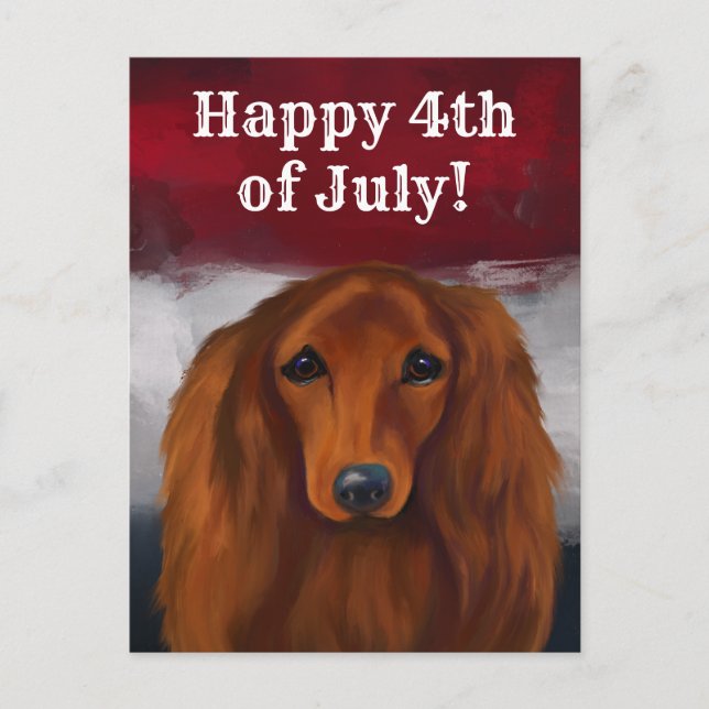 ROTER DACHSHUND POSTKARTE (Vorderseite)
