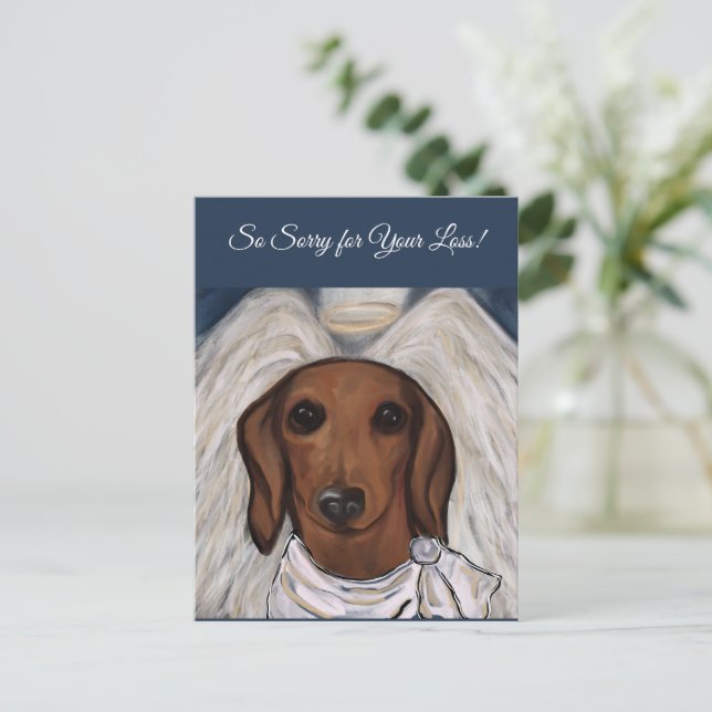 Roter Dachshund Postkarte (Stehend Vorderseite)