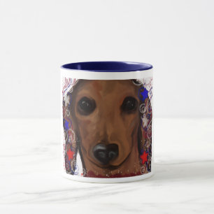 Roter Dachshund Tasse