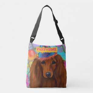 ROTER DACHSHUND TRAGETASCHEN MIT LANGEN TRÄGERN