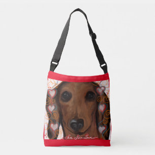 ROTER DACHSHUND          TRAGETASCHEN MIT LANGEN TRÄGERN