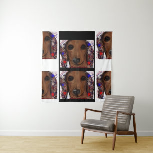 Roter Dachshund Wandteppich