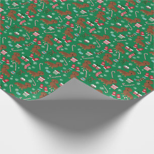 Roter Dachshund Weihnachts-Hunde Zuckerstangen Grü Geschenkpapier