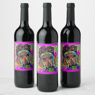 ROTER DAChSHUND Weinetikett