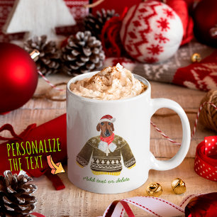 Roter Dachshund Wiener mit Weihnachts-Hässlich-Pul Kaffeetasse