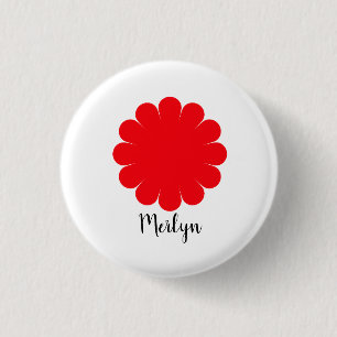 Roter Daisy Blume Blumenkohl Individuelle Name far Button