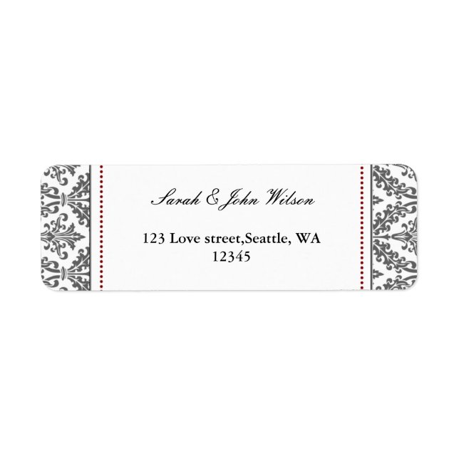 roter Damast, Adressenaufkleber (Vorne)