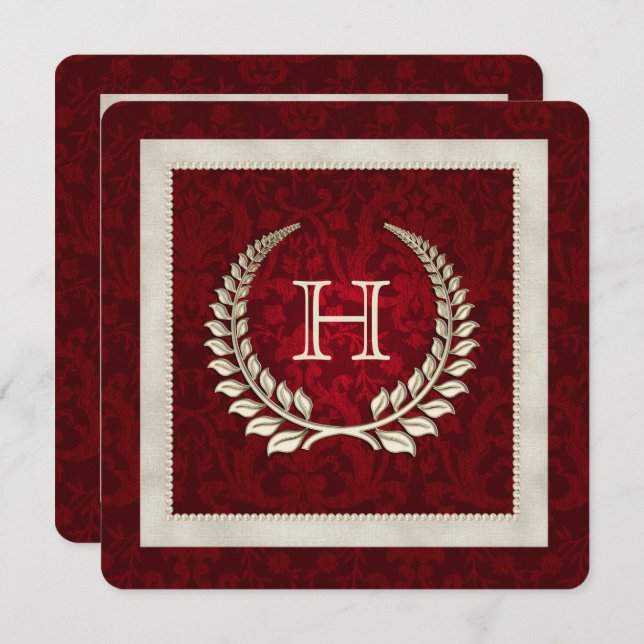 Roter Damast und Perlen Verlängerung des Eheverspr Einladung (Vorne/Hinten)