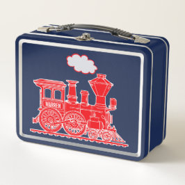 Roter Dampf Locozug scherzt NamensBrotdose Metall Lunch Box