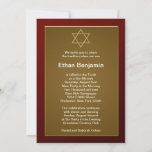 Roter Davidsstern Bar Mitzvah Einladung<br><div class="desc">Burgunder-Rot und Golddavidsstern Bar Mitzvah Einladungen.</div>