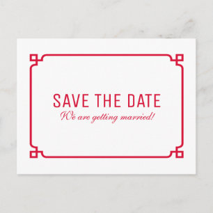Roter Deko Chic Save the Date Postkarte