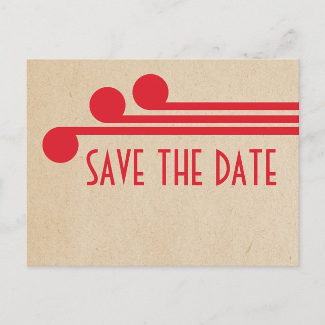 Roter Deko Chic Save the Date Postkarte (Vorderseite)