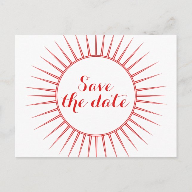 Roter Deko Retro Save the Date Postkarte (Vorderseite)