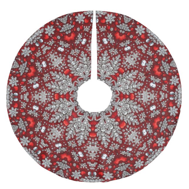 Roter dekorativer Baumrock Polyester Weihnachtsbaumdecke (Vorderseite)