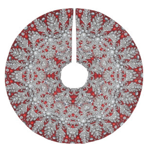 Roter dekorativer Baumrock Polyester Weihnachtsbaumdecke