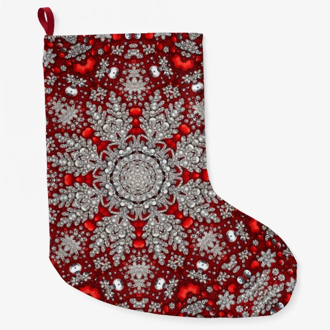 Roter dekorativer Strumpf Großer Weihnachtsstrumpf (Vorderseite)