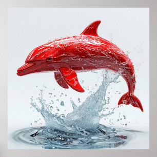 🐬 Roter Delfin Ozean Kühn Küsten Dekor Poster