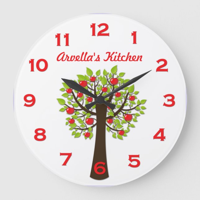 Roter-DeliciousAPFELBAUM-personalisierte Wand-Uhr Große Wanduhr (Vorderseite)