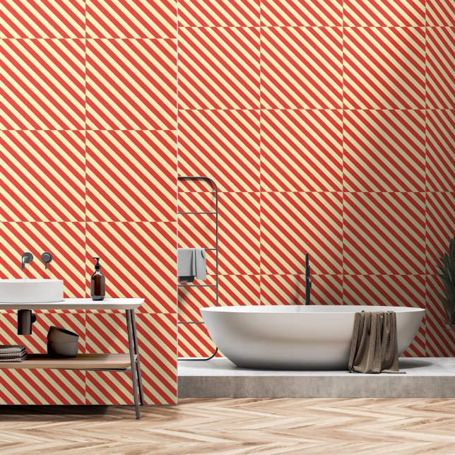Roter Diagonalstreifen Tapete (Badezimmer)