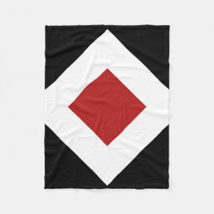 Roter Diamant, mutige weiße Grenze auf Schwarzem Fleecedecke