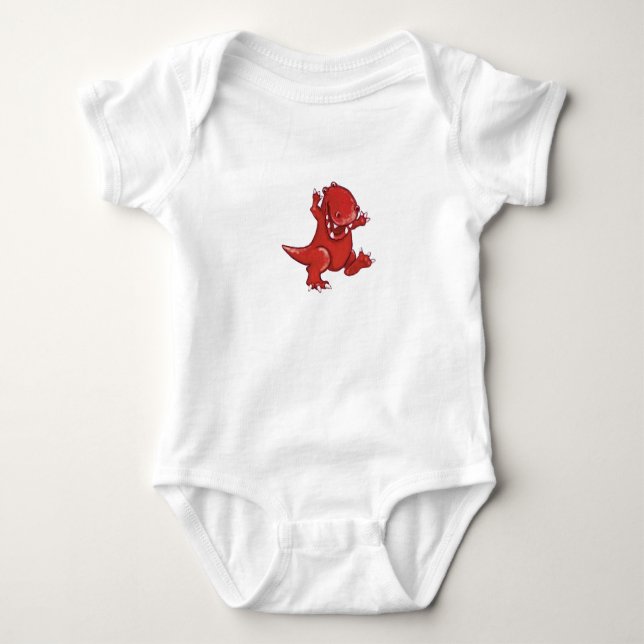 Roter Dinosaurier Baby Strampler (Vorderseite)