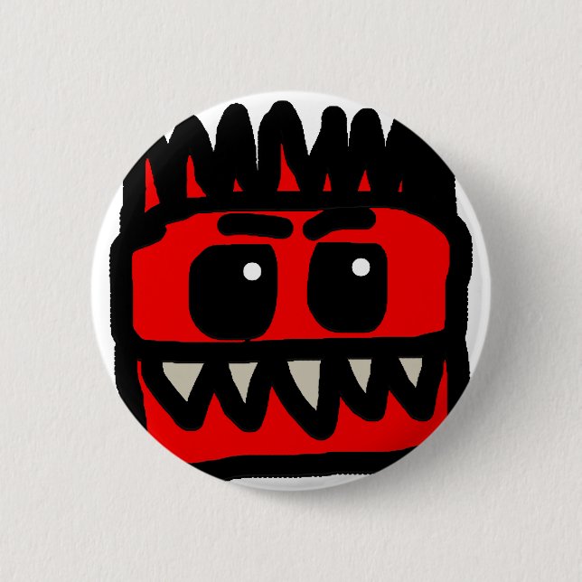 Roter Dinosaurier Merch Button (Vorderseite)