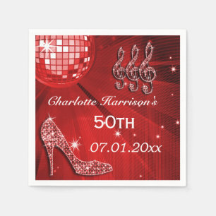 Roter Disco-Ball-und Schein-Heels 50. Serviette