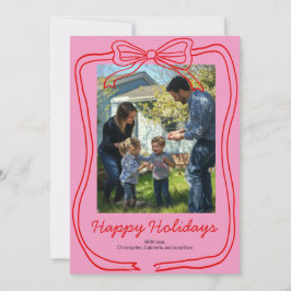 Roter Doodle Rahmen Rosa Foto Feiertagskarte