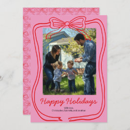 Roter Doodle Rahmen Rosa Foto Feiertagskarte