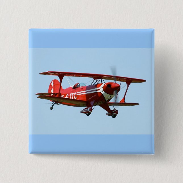 Roter Doppeldecker Button (Vorderseite)