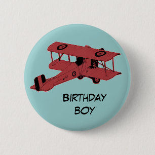 roter Doppeldecker Geburtstagsjunge Pin-Button Button