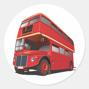 Roter Doppeldeckerbus Klassischer Londoner Transpo Runder Aufkleber