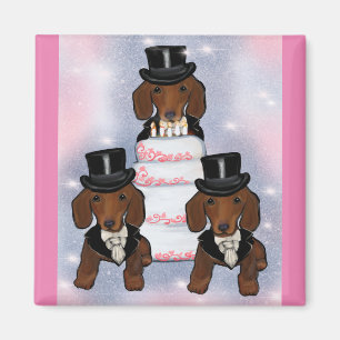 Roter Doxie-Großputzer Magnet