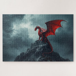 Roter Drache auf Klippe Puzzle