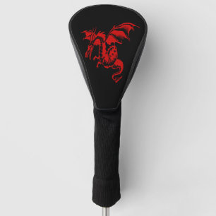 Roter Drache auf schwarz Golf Headcover