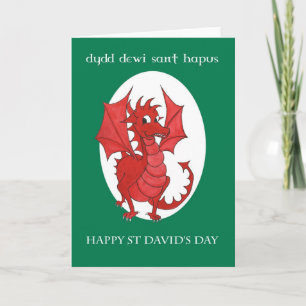 Roter Drache Bilingual St. David's Day Grußkarte Karte