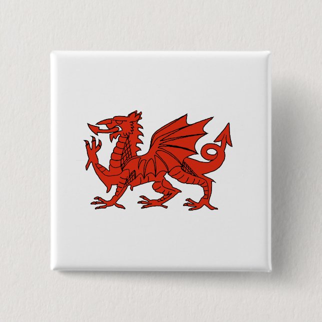 Roter Drache Button (Vorderseite)