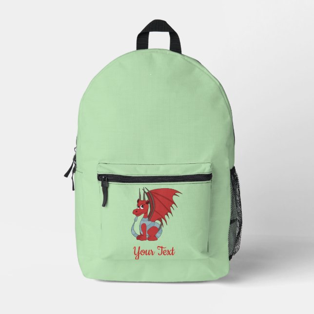 Roter Drache Cartoon  Bedruckter Rucksack (Vorderseite)
