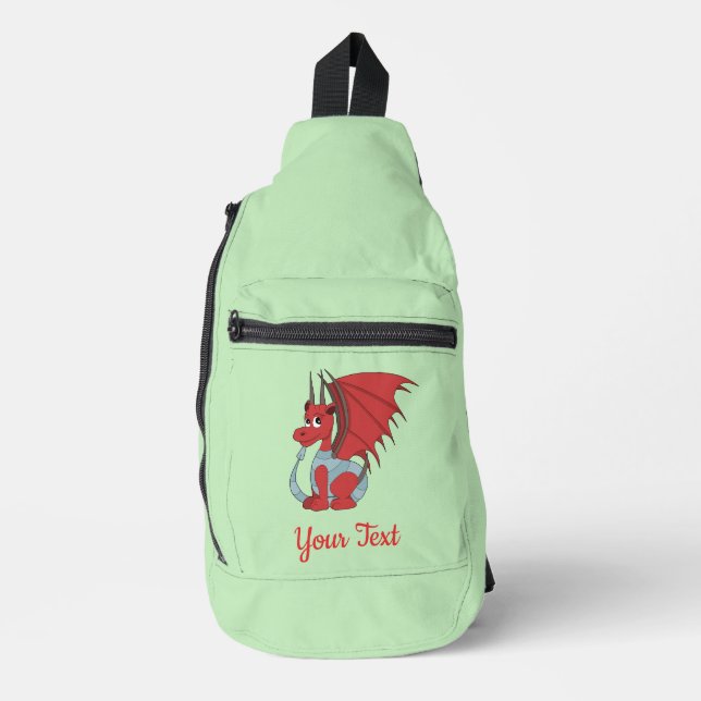 Roter Drache Cartoon  Crossbody Bag (Vorderseite)