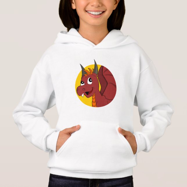 Roter Drache Cartoon Hoodie (Vorderseite)