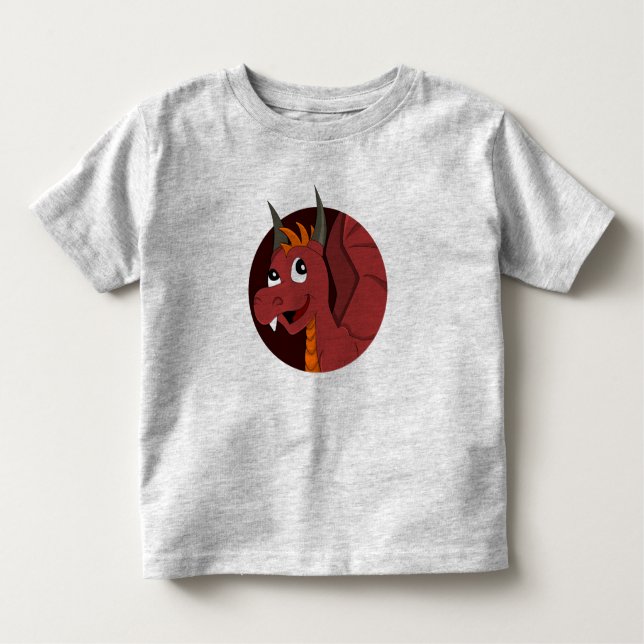 Roter Drache Cartoon Kleinkind T - Shirt (Vorderseite)