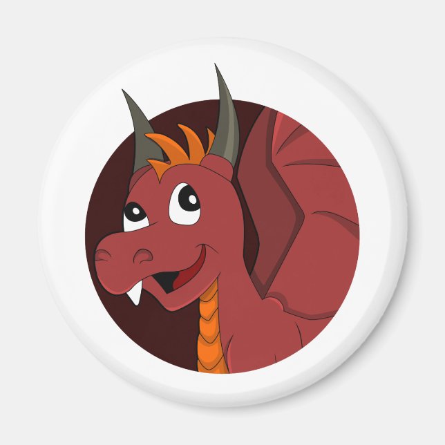 Roter Drache Cartoon Magnet (Vorne)