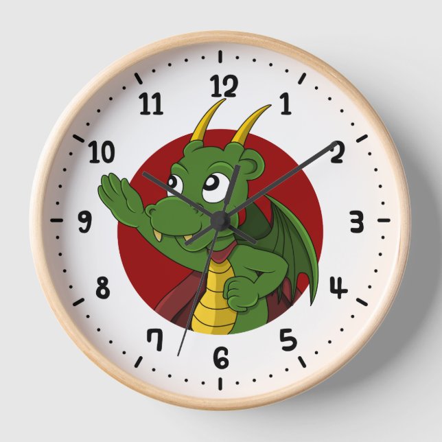 Roter Drache Cartoon rund um die Uhr (Vorderseite)