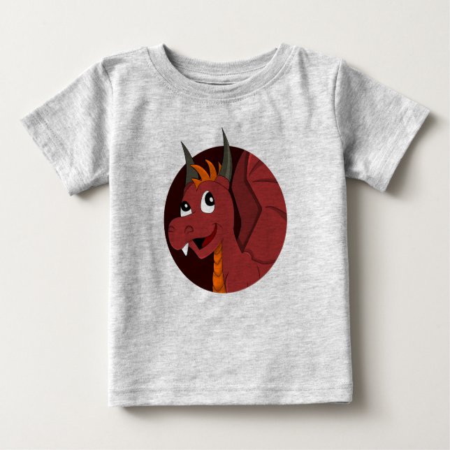 Roter Drache Cartoon T - Shirt (Vorderseite)