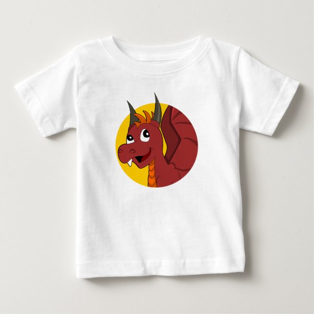 Roter Drache Cartoon T - Shirt (Vorderseite)
